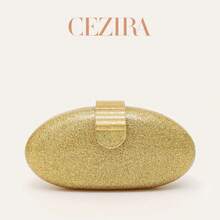 CEZIRA Small Acrylic Evening Clutch Bag For Women, Oval-Shaped Elegant Fashion Magnetic Closure Metal Chain Wallet, Suitable For Dates, Banquets, Weddings, Parties - Multicolor - View 3