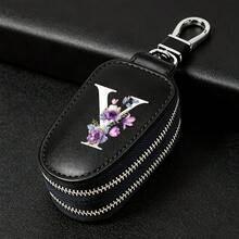 High End PU Material Car Keychain With White Purple Letters, Featuring Azipperand A Largecapacity Waist Hanging Design,Suitable For Keys And Keychains - Multicolor - View 23
