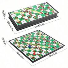 Magnetic Snakes And Ladders Game Set, Foldable Portable Design, Lightweight And Convenient, Travel Game Set Gift, Family Entertainment Toy - Green - View 11