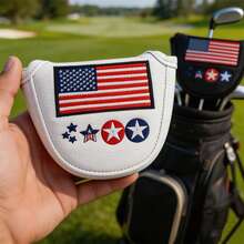 1PC Semi-Circular Mallet Golf Putter Cover, Premium PU Material With Exquisite Embroidery, Soft Inner Lining, Durable Wear-Resistant, Unisex Putter Accessory, Fits Most Brand Putters - Multicolor - View 3