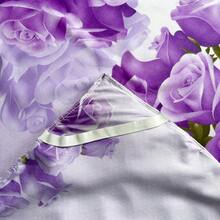 3pcs New Printed Ruffle Bed Skirt Set (1 Bed Skirt, 2 Pillowcases, Pillow Inserts Not Included) Bed Skirt, Bed Cover, Bed Sheet, Mattress Protector, Purple Rose Pattern, Double Layer Ruffle Decoration, Cozy Room, Hot-Selling Style, Machine Washable, Multiple Sizes Available, All Season Use, Holiday Gift, Made In China - Violet Purple - View 9