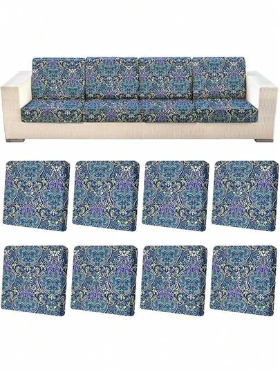 8 piezas Fundas de cojín para patio elásticas protectoras de muebles de exterior