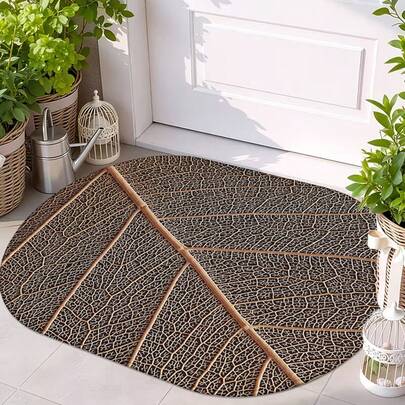 1pc Oval Flannel Doormat, Soft Comfortable Absorbent Non-Slip Machine Washable With Anti-Slip Backing, Suitable For Entrance, Living Room, Patio, Bedroom, Kitchen, Laundry Room, Bathroom, Holiday Decor, Multi-Functional Home Floor Mat, Entryway Rug, Kitchen Bathroom Carpet