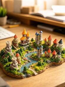 1/5pcs Miniature Castle Building Resin Ornament, European Vintage Multi-Style Mini Tower Model, Fairy Garden Micro Landscape, Desktop Micro Landscape Gardening Decoration, Handmade DIY Scene Arrangement Accessory, Home Desktop Creative Decor, Scene Prop Fairy Tale Garden, Miniature Model, Halloween Christmas Decoration - Mini Castle - View 9