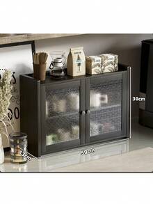 Modern Style Black Storage Cabinet With Fashionable Transparent Door Design, 2 Storage Compartments, Multi-Functional Dining Table Storage Unit, Suitable For Dining Room, Bathroom, Living Room And Bar Area, Stylish And Durable - Black - View 13
