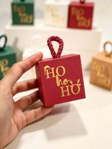 3pcs/Set Christmas Square Gift Box With Rope Loop Handle, Red And White Paper Gift Box, Mini Holiday Gift Wrapping, Suitable For Cookies, Candy, Small Gifts, Christmas Tree Decorations, And Party Gifts, Easy To Assemble. - A - View 6