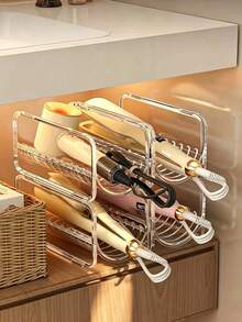 1/2/3/4pcs/Curling Iron Storage Rack Transparent Stackable Hair Tool Organizer Suitable For Curling Irons, Straighteners And Hair Dryers Multi-Layer Countertop Storage Rack With Cable Management Function Space-Saving Styling Station For Bathroom Bedroom Dorm - Multicolor - View 7