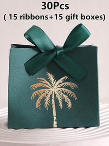 Cirelle Set Kotak Hadiah Hari Nasional Saudi Isi 30 Buah, Kotak Kertas Hijau dengan Desain Pohon Palem, Cocok untuk Berbagai Perayaan, Ideal untuk Camilan atau Suvenir - View 23
