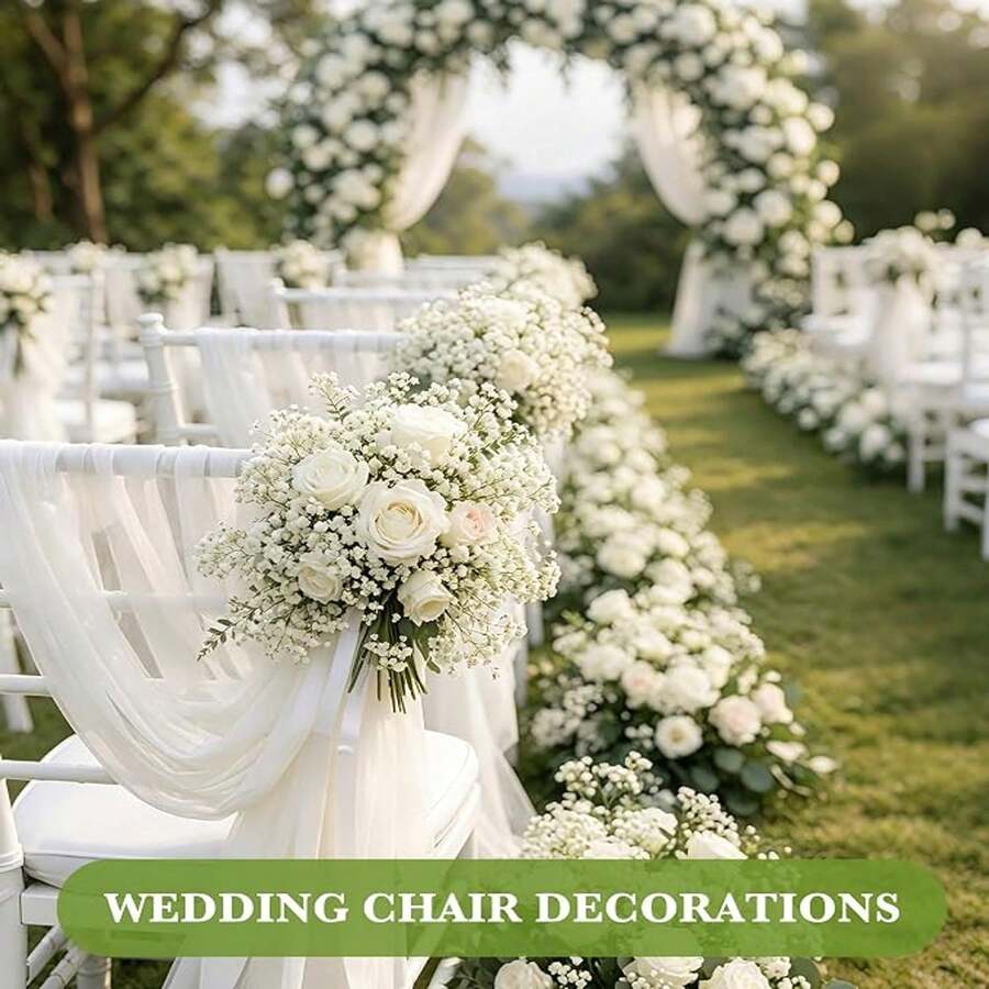 40PCS Starry Sky Simulation Flowers, Loose Starry Sky Simulation Flowers Real Touch Gypsophila White Fake Flowers For Wedding Bouquet Party Floral Arrangement Home Garden Decor - White - View 1