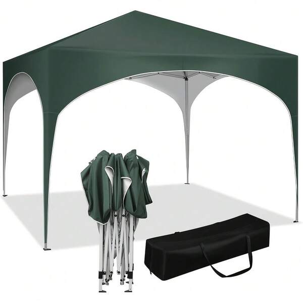 3x3m Pop-up-Gartenpavillon, Sommer-Event-Pavillon, Gartenpavillon, werkzeugloser Schnellaufbau, Camping-Pavillon, höhenverstellbar, Oxford-Gewebe mit Metallrahmen, stabile Konstruktion, ideal für Gartenpartys, Camping, Märkte