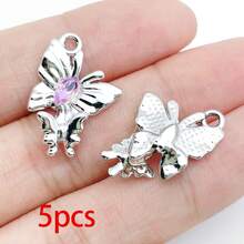 5/20pcs Silvery Plated Purple Rhinestone Charms Dolphin Shell Star Heart Butterfly Owl Pendant For DIY Necklace Earring Jewelry Making Findings - Mauve Purple - View 24