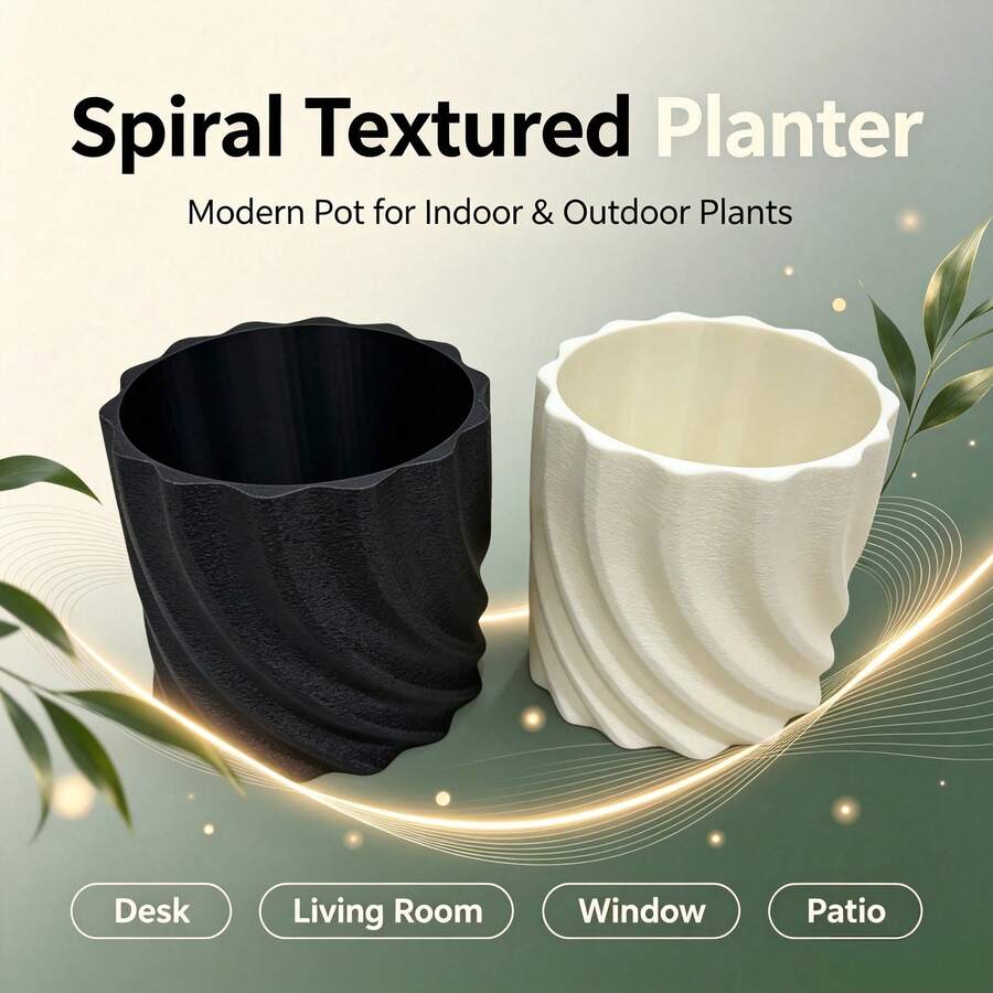 Spiral Rippled Flower Pot, Modern Minimalist Textured Succulent Planter, Suitable For Living Room, Window, Patio, Office Decoration, Beautiful Desktop Vase - Flower Pot - View 1