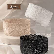 3pcs Women's Lace Wide Headbands, Elastic Hair Accessories, Black, White, Coffee Colors, Elegant And Versatile, Suitable For Sports And Yoga - Multicolor - View 9