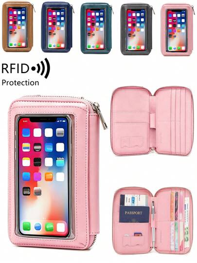 MIYIN Women's Touchscreen Phone Bag Mini Crossbody Bag Multifunctional RFID Anti-Theft Fashion Wallet With Card Slots Vertical Wallet Phone Case Lightweight White-Collar Office Worker Work Business Commute Phone Bag Phone Wallet Travel Wallet