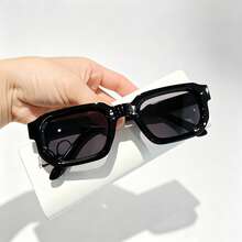 1 Pair Men's Geometric Full Frame Decorative Glasses, Retro Square Frame, Suitable For Daily Street Wear And Outfits - Black/Gray C1 - View 5