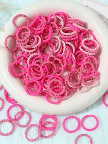 50/100pcs 2CM Elastic Hair Bands, Girls Rubber Bands, Cute Small Hair Ties With Decorative Rings, No-Damage Hair Accessories, Candy Color Hair Ropes And Hair Rings For Girls, Suitable For Shopping And Dressing Up - Multicolor - View 9