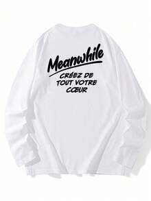 Women's Fashion Autumn/Winter Loose Casual Versatile Letter Print Pattern Long Sleeve T-Shirt - White - View 5