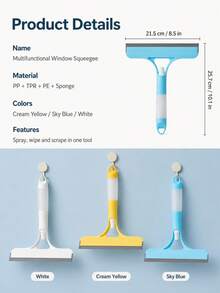 3-In-1 Glass Squeegee With Water Scraper And Sprayer, Multi-Functional Handheld Glass Squeegee For Spraying, Cleaning And Scraping Glass Stains On Tiles, Windshields, Mirrors, Bathrooms And More. Ideal For Kitchen, Bathroom, Home Goods And Household Items, Especially For Back To School Season. - Multiple Styles and Colors - View 8