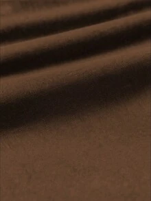 فستان نسائي ضيق متوسط الطول عالي المرونة للحوامل، أكمام طويلة من الدانتيل، تصميم بياقة دائرية - بني - مشاهدة 5