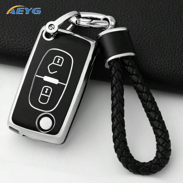 Funda protectora de TPU con 2 botones para llave de coche Peugeot 308 207 307 3008 5008 y Citroën C2 C3 C4 C8, carcasa para mando y accesorios de llaves