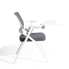 Modern Conference Chair With Mesh Backrest, Folding Office Seating - Dark Grey - With Tabletop - View 4