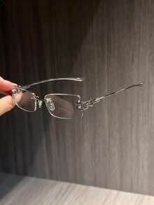 1 Pair Rimless Square Y2K Street Casual Style Minimalist Personalized Transparent Lens Glasses - Multicolor - View 2
