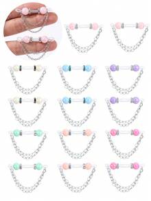 CIZME 1 Pair Cute Rhinestone Fake Nipple Rings, Suitable For Women's Daily Decoration, Pink Nipple Rings, No Piercing Required, Dangle Heart-Shaped Chain, Fake Nipple Studs, Fake Nipple Ring Piercing Jewelry - Fake Nipple Ring - View 5