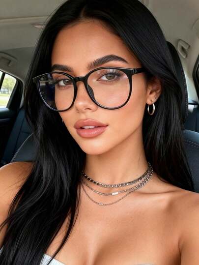 1pc Unisex Decorative Glasses Vintage Frame Round Lens, Retro Frame Style, Easy And Premium, Lightweight Material, Comfortable For Long Wear Share