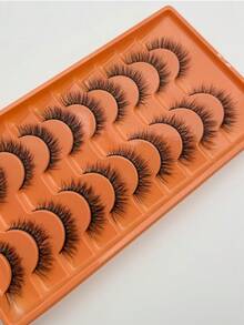 10 Pairs Natural Long Strip False Eyelashes, 3D Handmade Cross Soft Black Band Reusable Lashes For Daily, Work And Party Looks - View 3