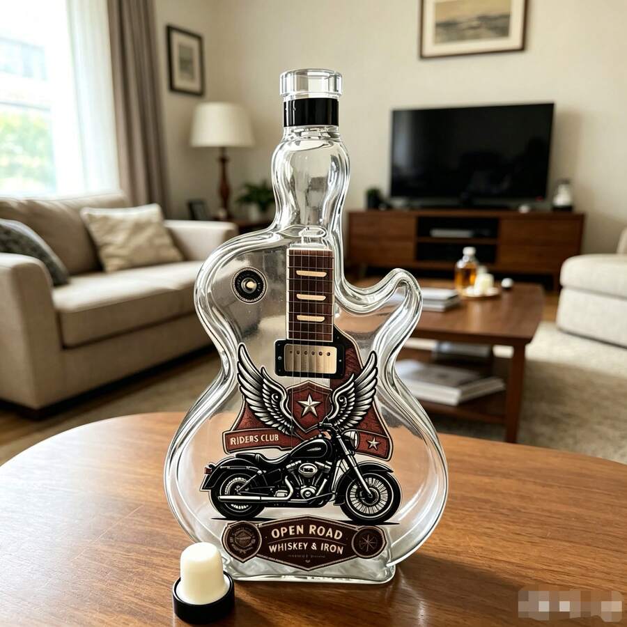 New Whiskey Bottle Guitar Shaped Luxury Cross-Border Same Style Empty Liquor Bottle Personalized High Borosilicate Glass Whiskey Small Bottle - View 1