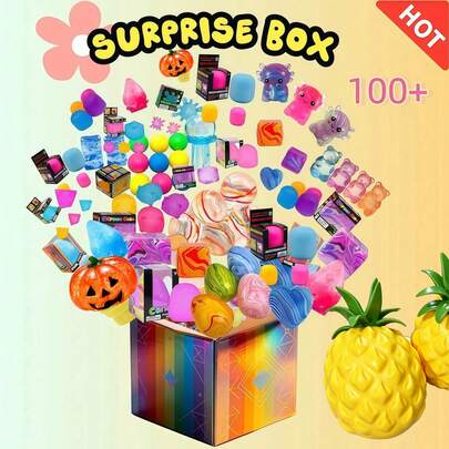 1pc Ne EDoh Squishy Box Mystery - Food,Transparent Honey Cheese Squeeze Toy, Stress Relief Fidget Toy, Comfortable Squeezing, Squishy Stress Ball, Relieve Pressure, Handmade Soft Gel Squeeze Toy, Effectively Relieve Stress And Anxiety