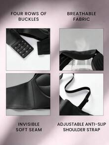 Women's Seamless Bra, Strong Push-Up, Wire-Free Push-Up Bra, Designed For Small Bust, Makes Bust Look More Petite Wireless, Back Button Design, Comfortable To Wear, Seamless Anti-Sagging Bra - Black - View 8
