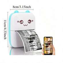 Mini Portable Thermal Printer, Cute Cat Design, USB Charging, Supports Photo And Label Printing, Includes USB Data Cable And Inkless Set, Ideal For Travel And Home Use, Photo Printer | USB Charging Printer - Multicolor - View 7