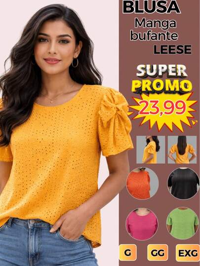 PROMOÇÃO RELÂMPAGO! BLUSA BUFANTE EM LESE DO M AO EXG POR APENAS R$ 23,99!