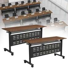 Mesa de conferencias plegable móvil con ruedas silenciosas, mesa de entrenamiento de madera grande de 47 pulgadas para oficina, aula y seminario, diseño modular para uso versátil - A-120cm/47.2cm - Ver 12