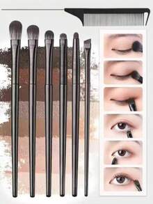 6pcs Soft Bristle Eye Makeup Brush Set, Suitable For Eyeshadow Blending, Smudging, Eyeliner And Eye Detail, Eyebrow Brush, Eyeshadow Brush, Eyelash Brush, Eyelash Brush, Gift - Multicolor - View 10