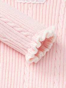 Balabala Baby Girls Knit Sweater Soft‑Touch Winter Knitted Base Layer Versatile Pullover For Little Young Girl - White Red - View 8
