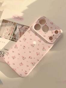 Pink Floral Phone Case, Raised Lens Ring Wear-Resistant Shockproof Phone Case, Gentle Fresh Commute Versatile Style, Compatible With Apple 15/15 Pro/15 Plus/15 Pro Max/16/16 Pro/16 Pro Max/17/17 Pro/17 Pro Max/12/12 Pro/12 Mini/13/13 Mini/13 Pro/13 Pro Max/14/14 Plus/14 Pro Max/11, Autumn/Winter Gift, Back To School Essential, Christmas Gift, Halloween Gift, Accessory - Pink - View 5