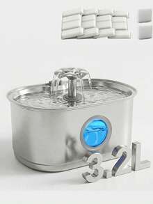 3.2L Large Capacity Stainless Steel Pet Water Fountain, Flower Spout, Transparent Visible Window Design, Easy To Disassemble And Clean, Ultra-Quiet Circulating Automatic Water Dispenser, Suitable For Small And Medium Cats And Dogs - 3.2L - View 2