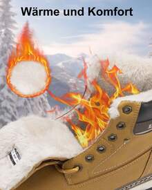 LANGDU Mens Winter Boots Walking Warm Snow Boot - Brown - View 3