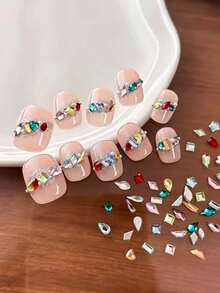 50pcs New Nail Art Rhinestone Decor K9 Material Pack Colorful Stacked Rhinestones Super Shiny Nail Decoration Jewelry Box Nail Accessories DIY Nail Salon Style - Multicolor - View 2