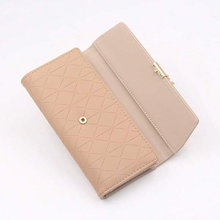 1pc Camel Color Long Clutch Bag Korean Style PU Minimalist Fashion Women's Foldable Leaf Pendant Clutch Bag Multifunctional Foldable Women's Phone Wallet Multi-Card Slot Fashion Versatile Daily Travel Large Capacity Ticket Holder Gift For Spring Festival Birthday Party Bank Card Holder - Camel - View 6