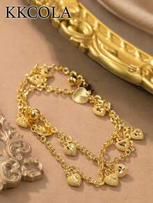KKCOLA 1 Fashion Heart Bracelet Perfect For Parties, Festivals, Daily Wear-Ideal For Giving To Lovers, Mothers, Or Daughters As Accessories - Yellow Gold - View 7
