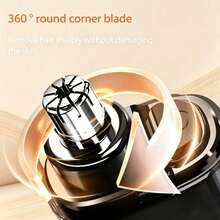 Máy tỉa lông mũi điện unisex, thiết kế thân trong suốt, hiển thị pin kỹ thuật số LED, sạc USB, không đau, mini cầm tay, lưỡi kép, màu đen & cam, phù hợp để tỉa lông tai - A - Xem 5