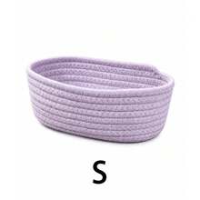 1pc/3pcs Light Luxury Minimalist Style Purple Woven Storage Baskets, Home Organizing Baskets, Multifunctional Classified Storage Baskets. Suitable For Cosmetics, Snacks, Underwear Storage, Bedroom, Living Room, Dressing Table, Entrance Decoration - Mauve Purple - View 9