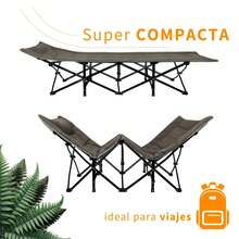 Catre Plegable para Acampar 190 cm con Bolsa Transportadora - Negro - Ver 3
