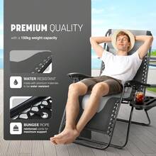 Gravity Chairs (2-Pack) Premium Heavy-Duty Outdoor Recliners With Luxe Two-Tone Design! Features Ultra-Padded Ergonomic Support, 5-Position Adjustable Backrest Independent Headrest, Built-In Cup Holder Phone Slot, And Smooth Rocking F - Charcoal - View 5