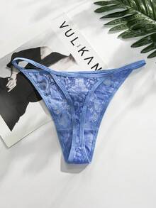 3pcs Plus Size Women Sexy Lace Thong Panties, Low Waist T-Back Comfortable Romantic Underwear - Multicolor - View 3