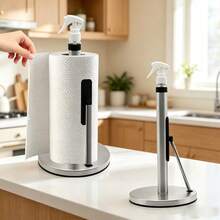1pc Stainless Steel Kitchen Paper Towel Holder With Spray Bottle, No-Drill Countertop Paper Towel Holder And Spray 2-In-1, Kitchen Countertop Paper Towel Holder - Multicolor - View 4