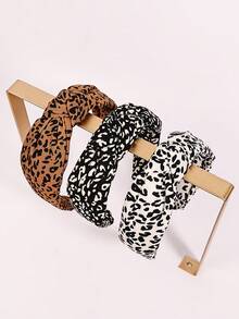 1pc Leopard Print Headband Hair Accessory, Autumn/Winter Casual Street Wear Headband - Multicolor - View 3